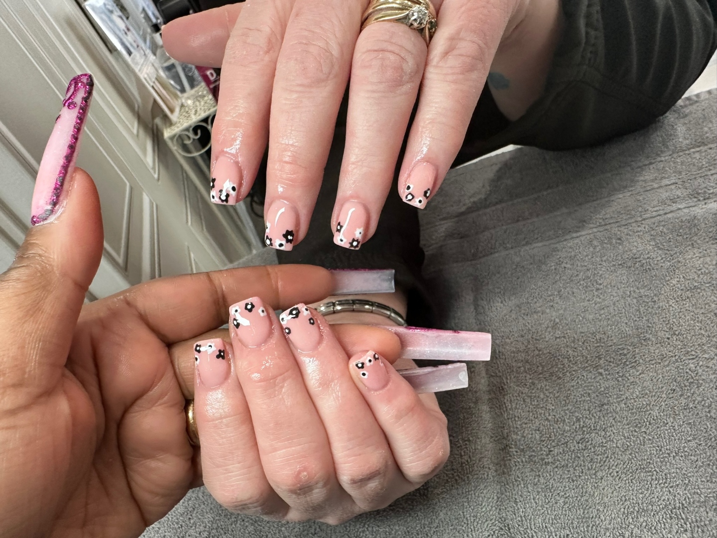 Purple cow print nail art design